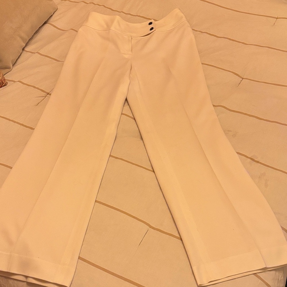 Evan Picone Cream Wide-Leg Pants
